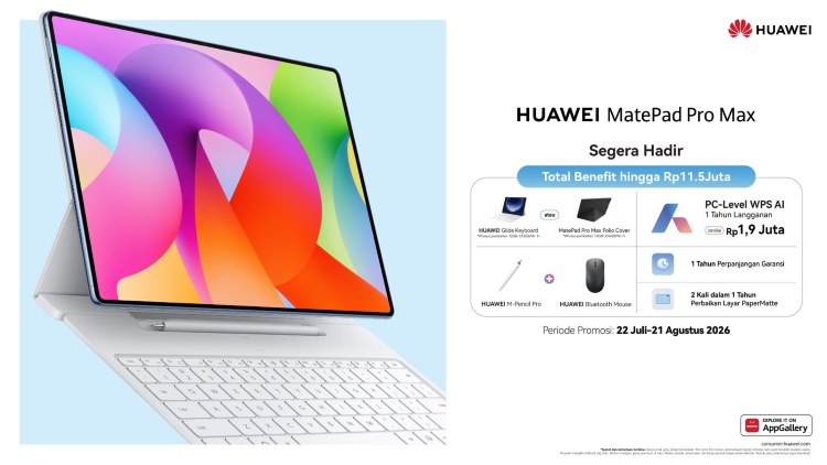 Tablet Tertipis dan Teringan 13 Inci HUAWEI MatePad Pro Max Siap Rilis di RI 